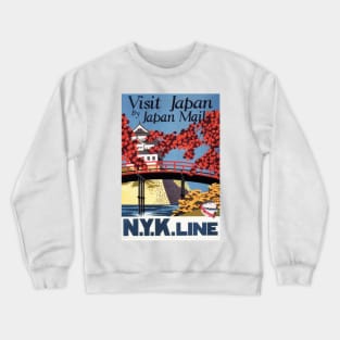 VISIT JAPAN by Japan Mail NYK Line Art Deco Japanese Vintage Travel Crewneck Sweatshirt